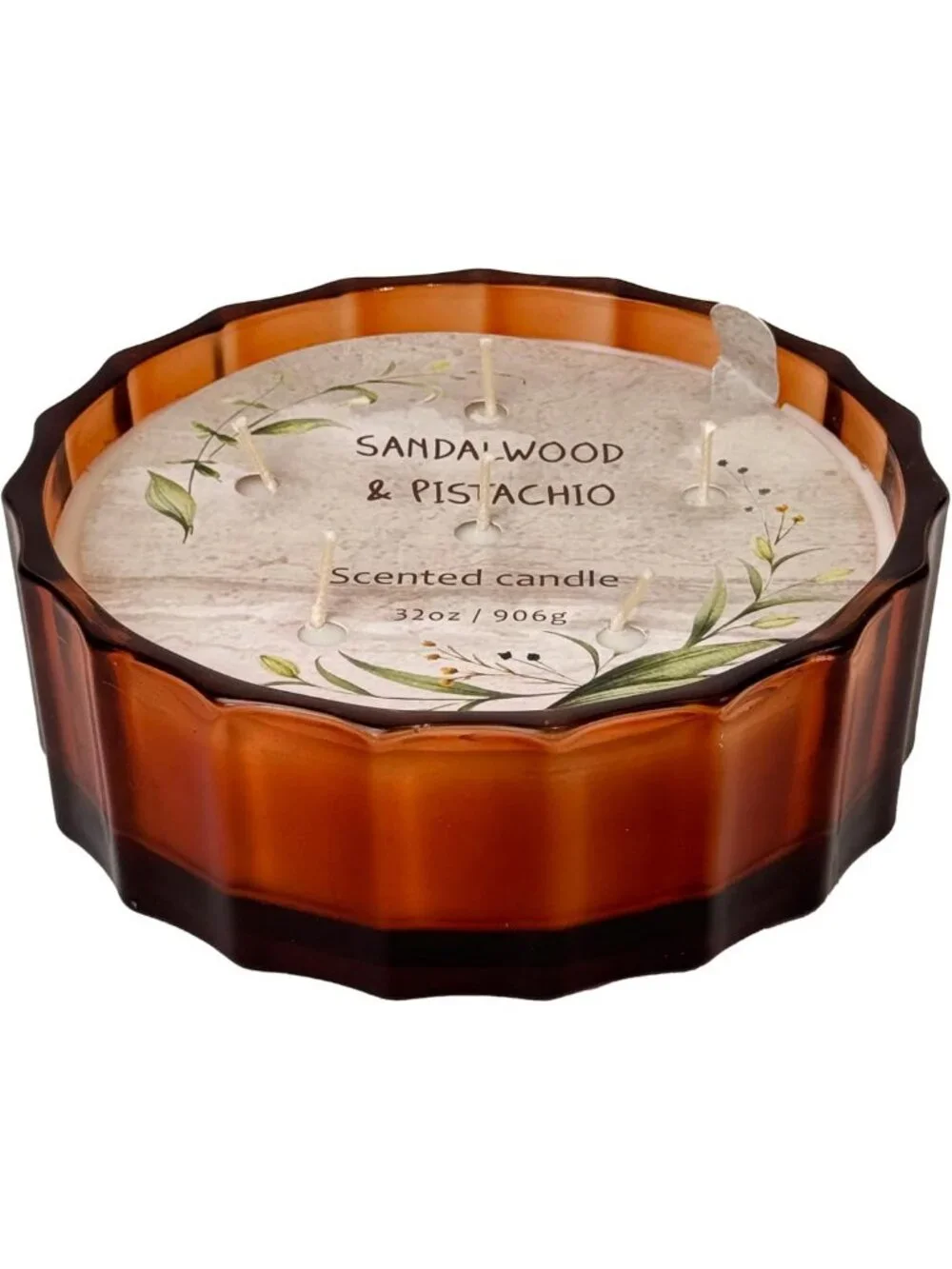 Large 32oz Hand-Poured Scented Candle - Sandalwood & Pistachio, 6 Wicks, Home